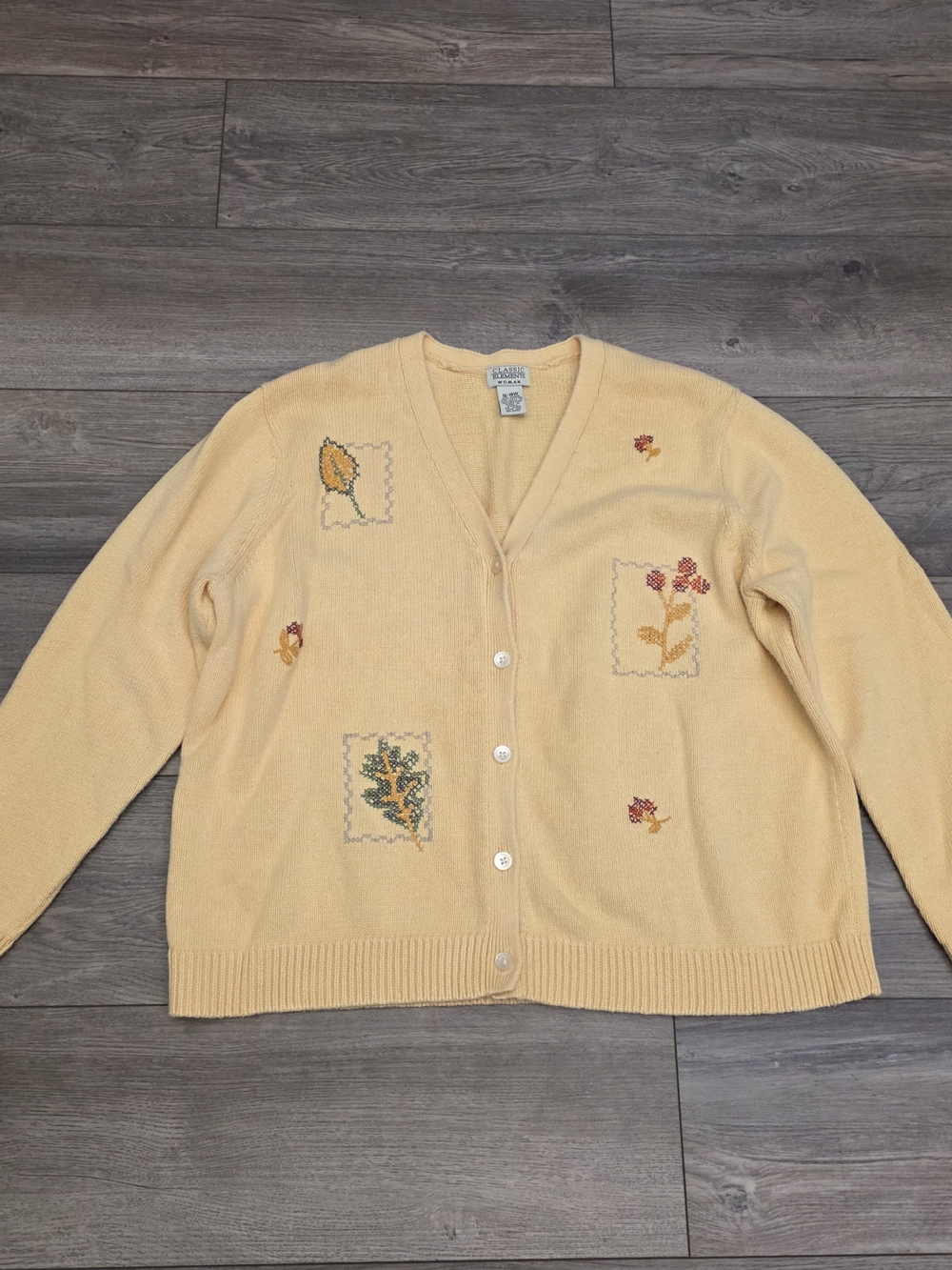 Vintage Style Pale Yellow Floral Cardigan Sweater